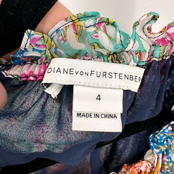 Diane Von Furstenberg Womens Silk Camila Off The Shoulder Top Multi-Color Size 4 - Picture 4 of 11